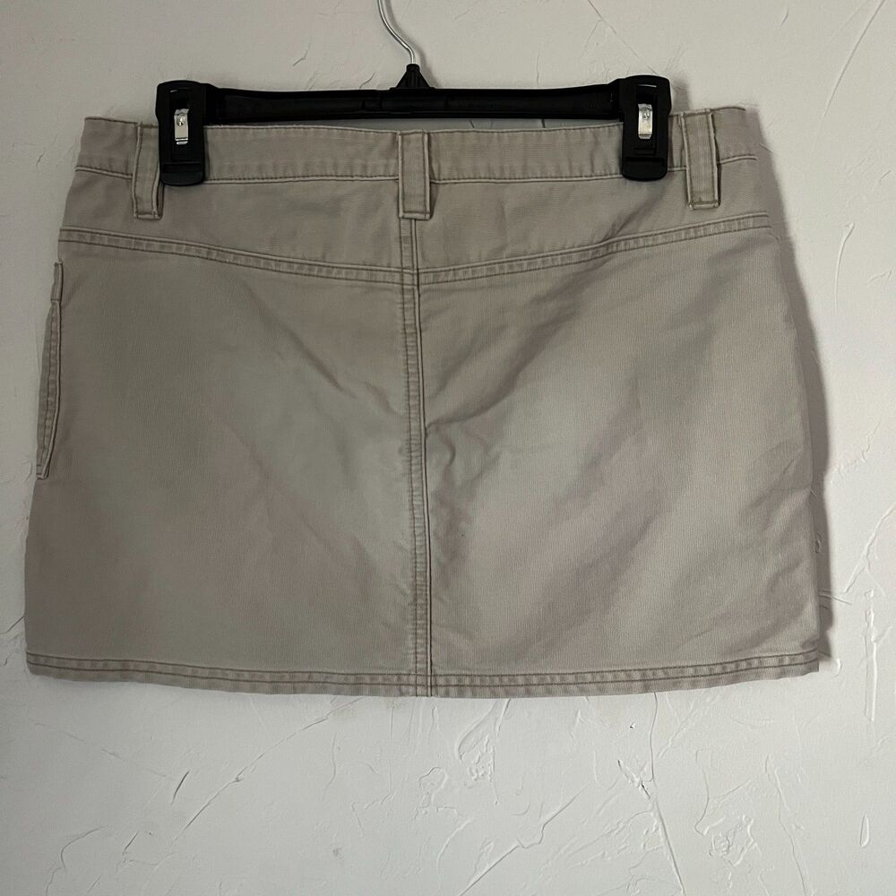 Vintage Y2K American Eagle Lace Up Mini Skirt Beige Cotton Mall Goth Size 4 - Picture 4 of 6